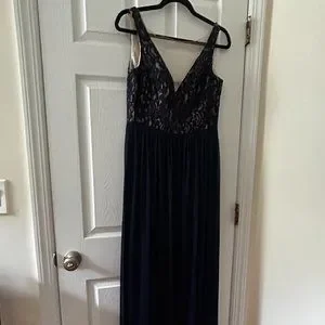 David's Bridal | Dresses | Illusion Vneck Lace And Mesh Dress Size 8 Marine  | Poshmark